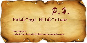 Petényi Hiláriusz névjegykártya